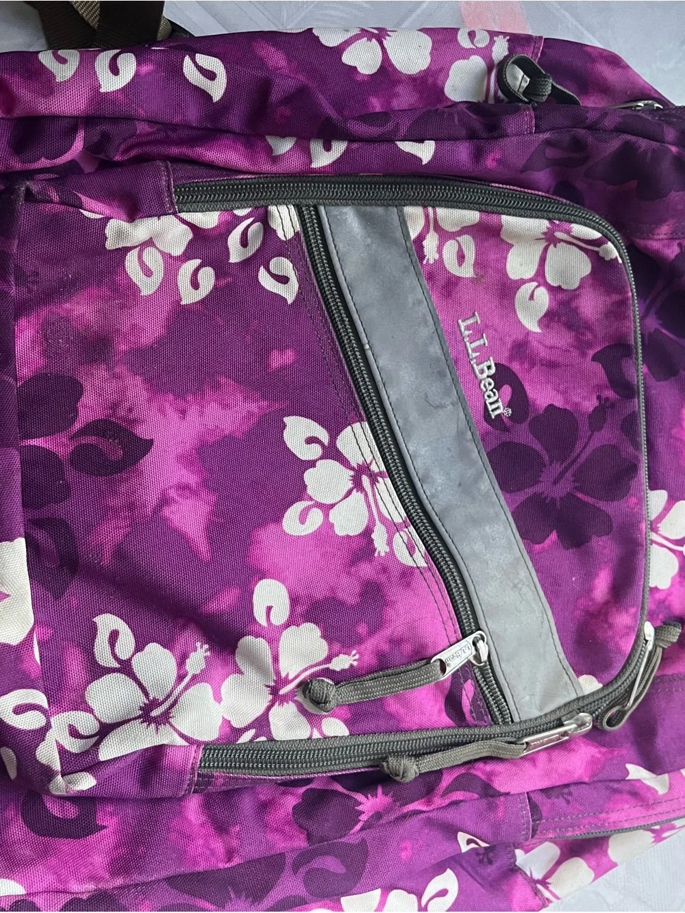 L.L. Bean Purple Floral Daypack Backpack